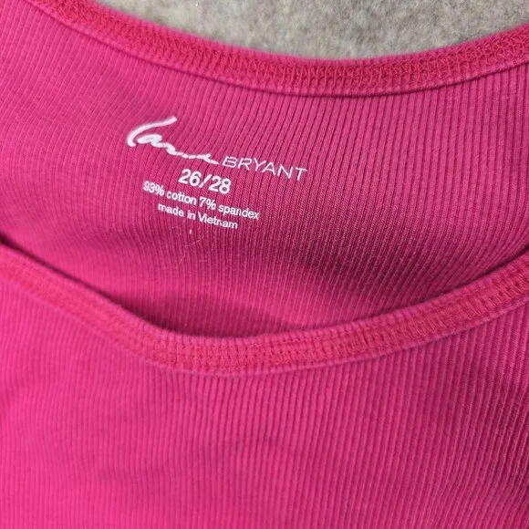 Lane Bryant Womens Plus Tank Top Pink 26/28 Cotton Blend Stretch Sleeveless - Picture 4 of 6
